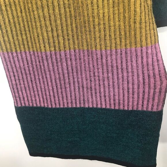 ASOS Green Pink Yellow Striped Colorblock Vertical Ribbed Knit Sweater Dress - Picture 11 of 15